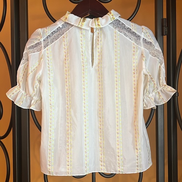 SANDRO Paris Striped Mock Neck Blouse - Picture 6 of 16